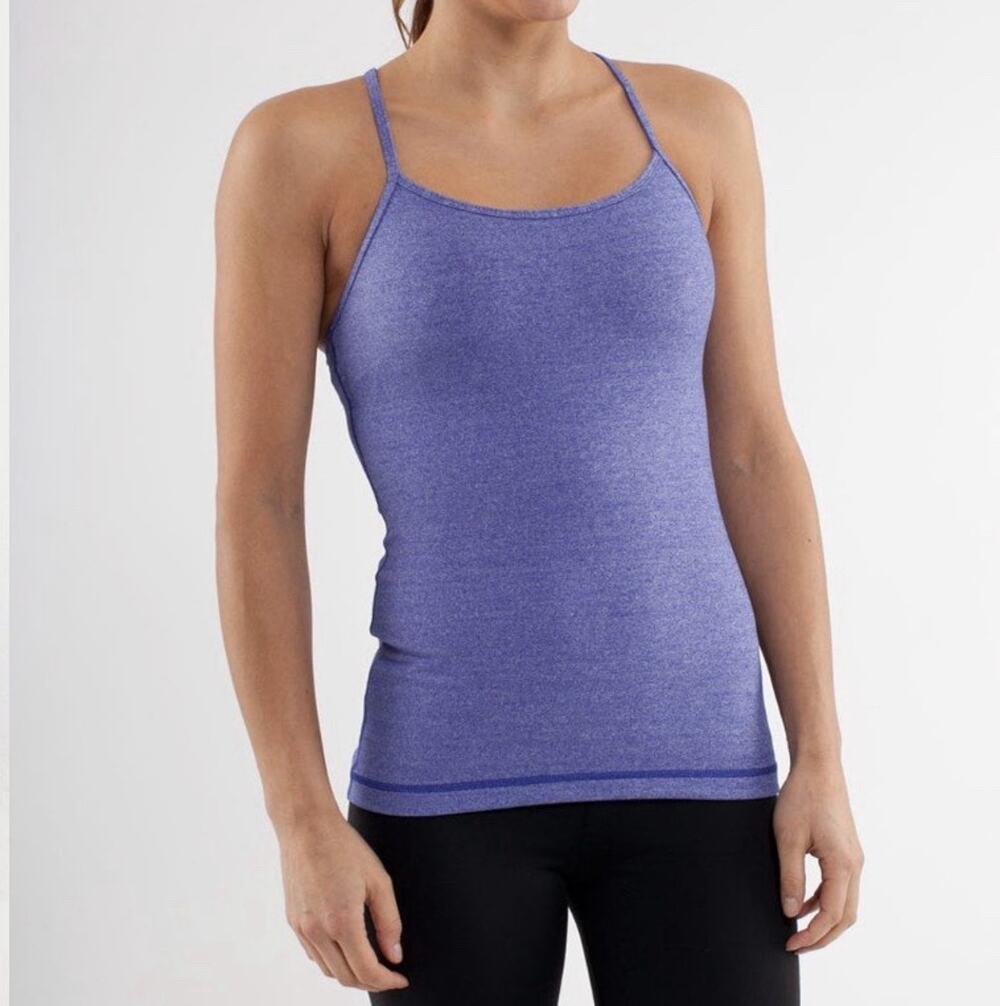 Lululemon Athletica Size 6 Power Y Tank Heathered Pigment Blue Women's Medium